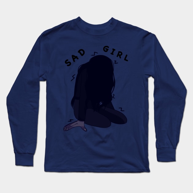 Sad Girl Long Sleeve T-Shirt by vilarius